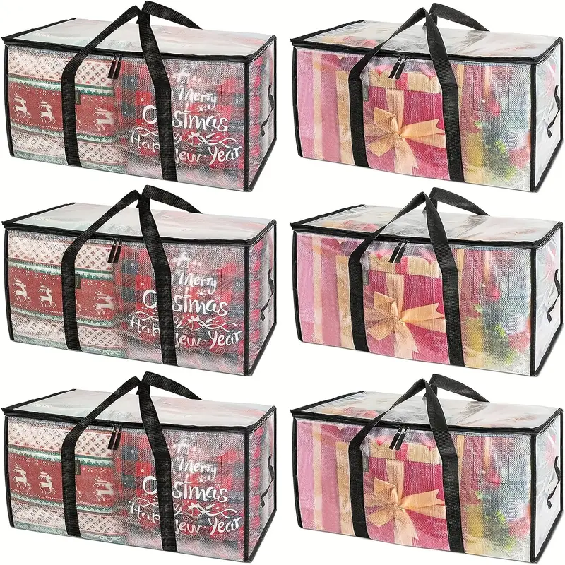 6pcs Heavy-Duty Large Moving Bags with Reinforced Handles - Extra Strong Storage Organizers, Stackable Floor