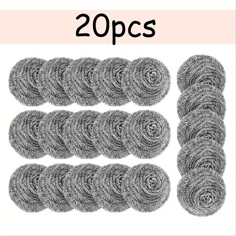 20pcs/ set Steel Wool Scrubber, Metal Kitchen Scrubbing Sponges, Dishwashing Scouring Pads Heavy Duty, Premium Stainless Steel Scrubbers for Cleaning Dishes Pots and Pans Bathroom Oven