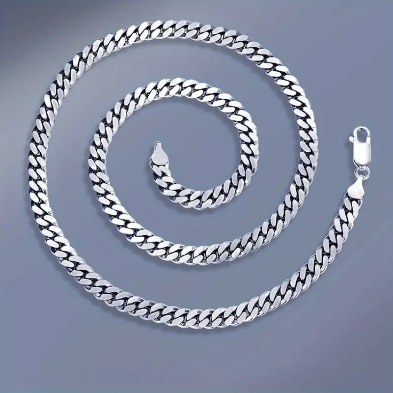 S925 Sterling Silvery Necklace for Men, a Luxury Hip-Hop Style Accessory with a Minimalist Design, Suitable for Sensitive Skin, Perfect As a Gift.