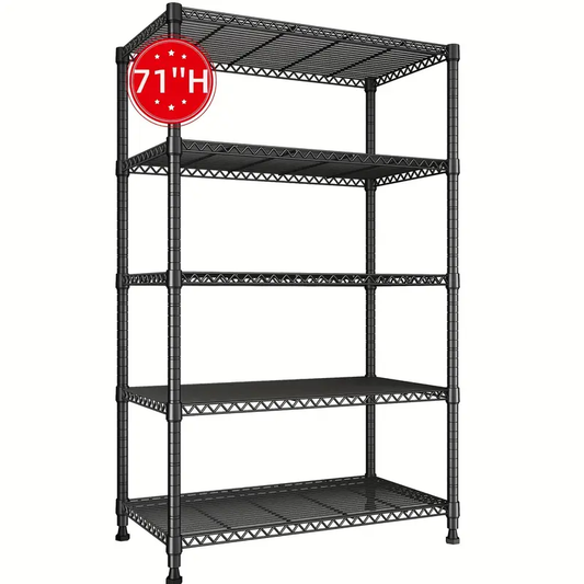 71''H Storage Shelves, 5-Tire Wire Shelving Load 1000LBS Metal Shelves For Storage Adjustable Garage Shelving Unit Wire Shelf Rack Kitchen Storage Rack Pantry Shelves, 31.5''W X 15.7'' D X 71''H Drying Racks