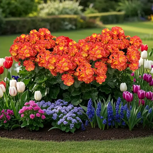 60pcs UV-Resistant Artificial Geraniums - Vibrant Orange & Red Plastic Flowers with Green Leaves, Perfect for Indoor/Outdoor Decor, Gardens, Courtyards, and Home Centers