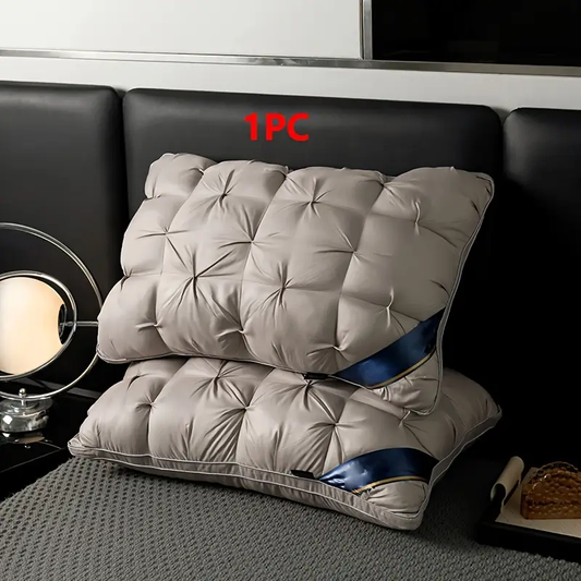 1pc Deluxe Hotel Quality Pillow, 19x29 inches - Deep Sleep Neck Support, All Season Non-Collapsing Pillow Core, Machine Washable, Hypoallergenic Polyester Fiber Cover, Suitable for Back, Tummy, or Side Sleepers, A Thoughtful Gift for Your Family