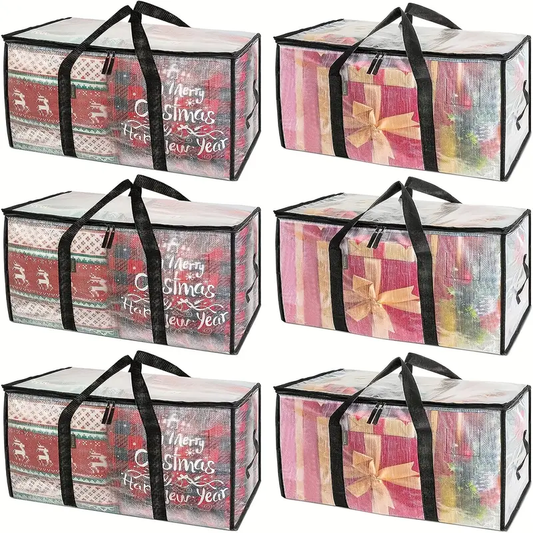 6pcs Heavy-Duty Large Moving Bags with Reinforced Handles - Extra Strong Storage Organizers, Stackable Floor