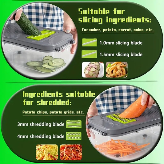 15-in-1 Kitchen Tool Set, PP And Stainless Steel Material Design, Strong And Durable, With Different Models Of Blades, Peelers, Etc., Suitable For A Variety Of Vegetables, Suitable For Home Kitchen, Restaurant And Other Cooking Use