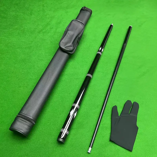 3pcs Set - Professional 9mm Snooker Pool Cue with Black & White Diamond Carbon Fiber Shaft, 57.48inch Length, Durable Straight Shaft for Billiards and Snooker Players