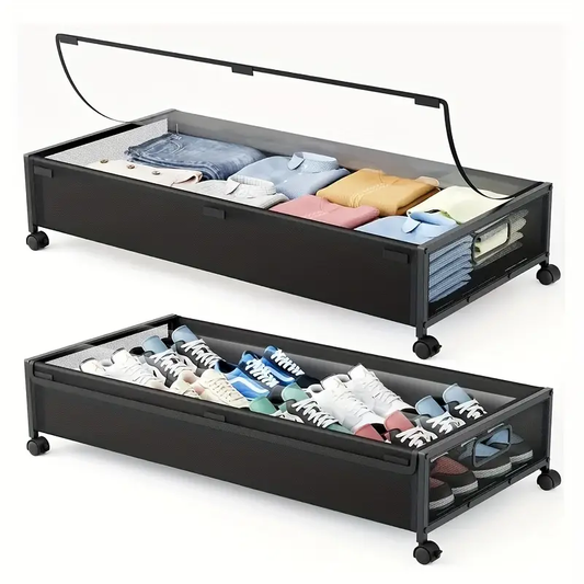 Storage] 2Pack Under Bed Storage With Wheels | 54L Large Capacity With Clear Window, For Clothes, Shoes, Blankets, Toy, Books