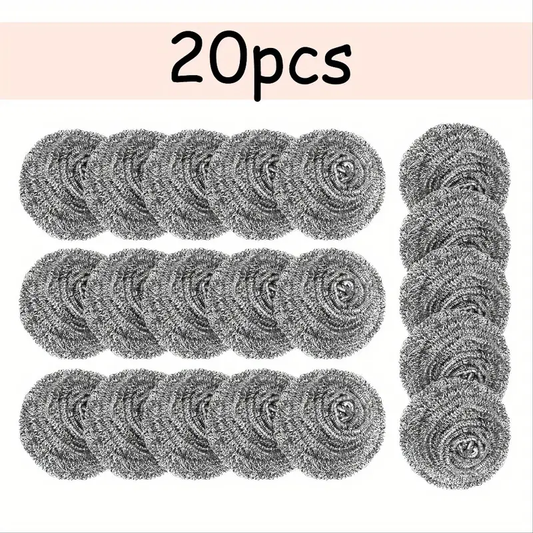 20pcs/ set Steel Wool Scrubber, Metal Kitchen Scrubbing Sponges, Dishwashing Scouring Pads Heavy Duty, Premium Stainless Steel Scrubbers for Cleaning Dishes Pots and Pans Bathroom Oven